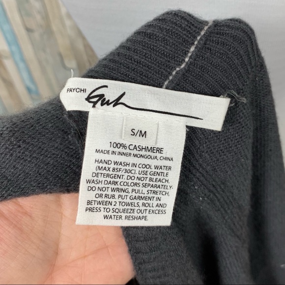 Paychi Guh S M Gray Open Back Cashmere Cardigan - Picture 7 of 8